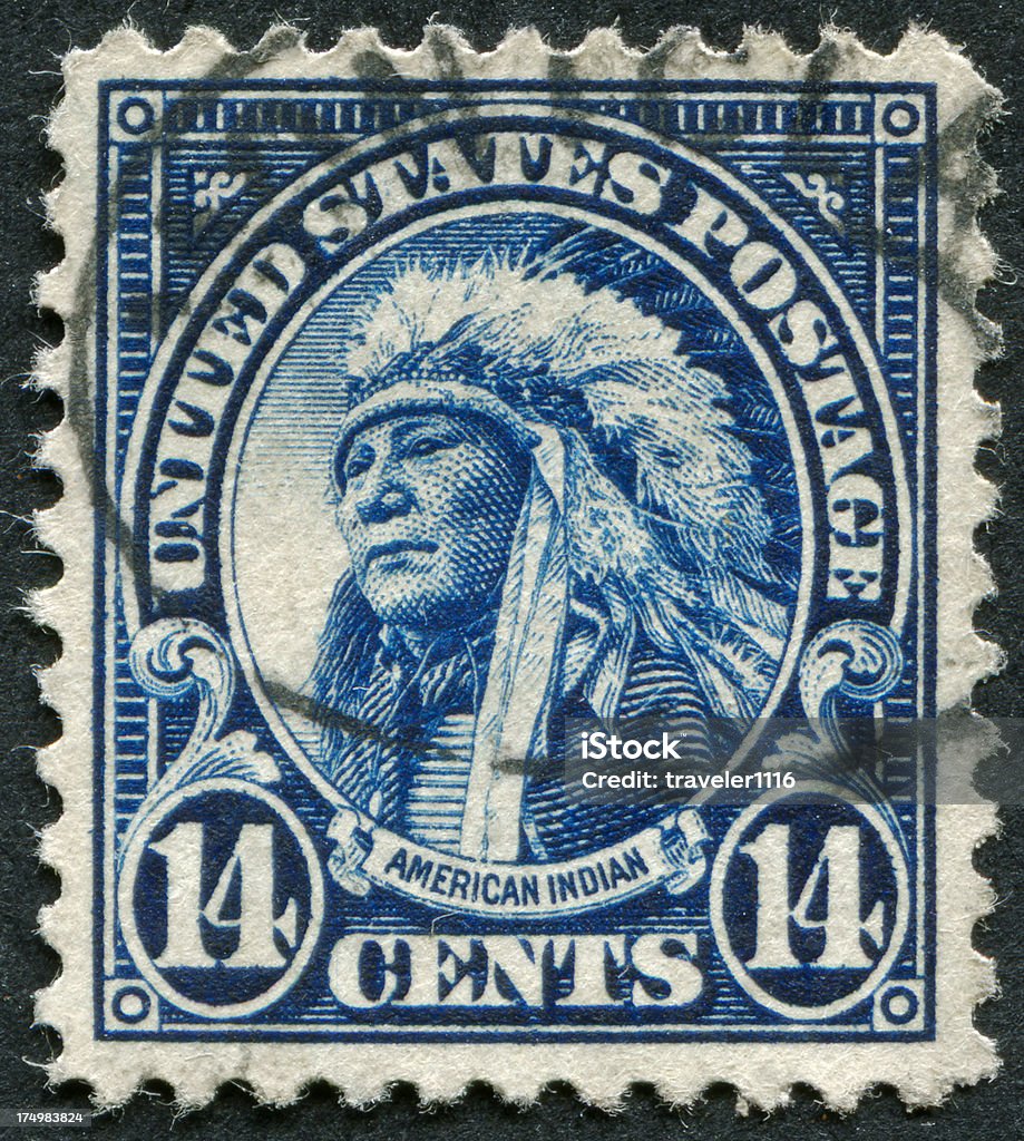 アメリカンインディアン Stamp - 1人のロイヤリティフリーストックフォト