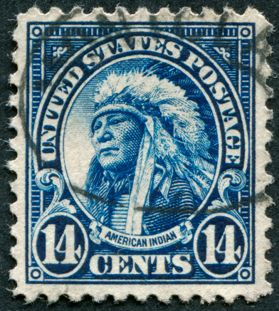 Cancelled Stamp From The United States Featuring The American Indian