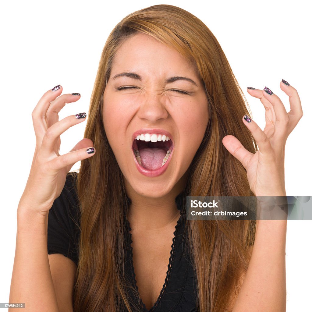 Agacé jeune femme Crier - Photo de Bouche ouverte libre de droits