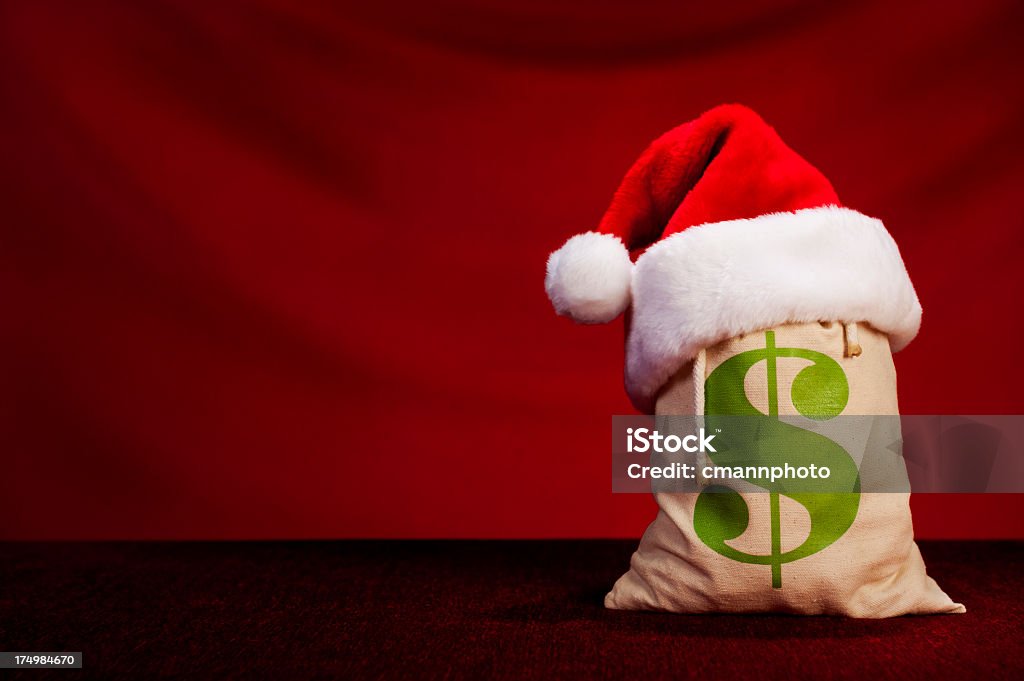 Navidad bolsa de dinero-Dólar estadounidense - Foto de stock de Blanco - Color libre de derechos