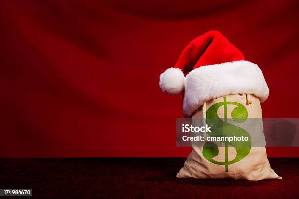 Navidad Bolsa De Dinerodólar Estadounidense Foto de stock y más banco de imágenes de Blanco - Color - Blanco - Color, Bolsa de dinero, Cortina