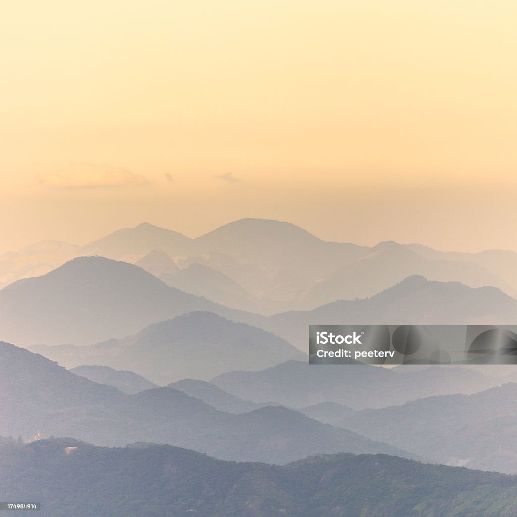 Brazilian landscape. Sunset over the mountains. Aerial View Stock Photo