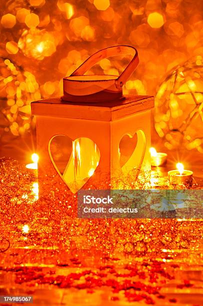 Romantic Lantern An Candles Stock Photo - Download Image Now - Candle, Candlelight, Christmas Decoration