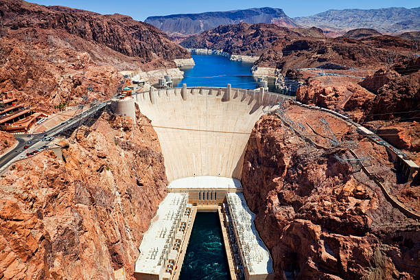 Hoover Dam Hoover Dam on the border of Arizona and Nevada, USA. colorado river photos stock pictures, royalty-free photos & images