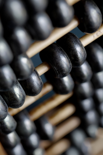 Close up of an abacus or counting machine