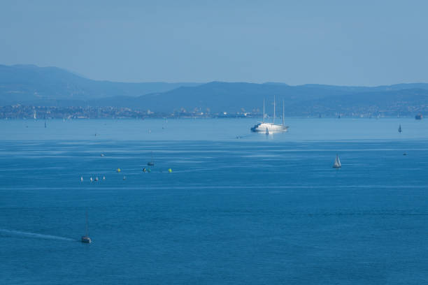 Aerial view of Trieste Gulf from the Duino Castle