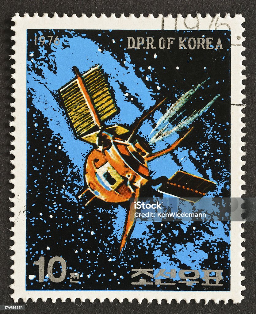 Спутниковое печать - Стоковые фото Почтовая марка роялти-фри