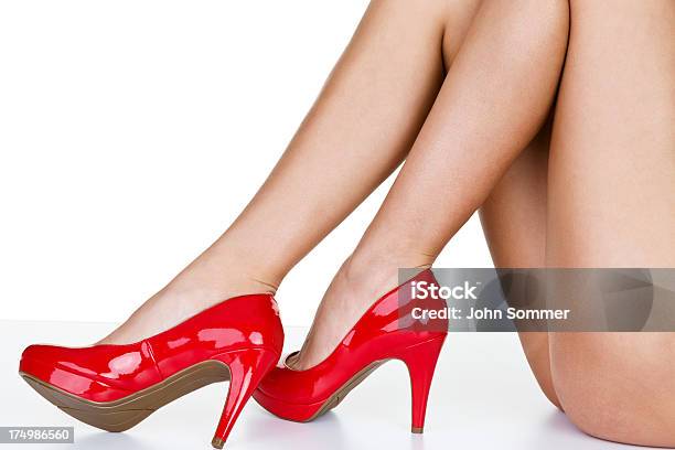Woman Wearing Red Heels Stock Photo - Download Image Now - 20-29 Years, Adult, Adults Only