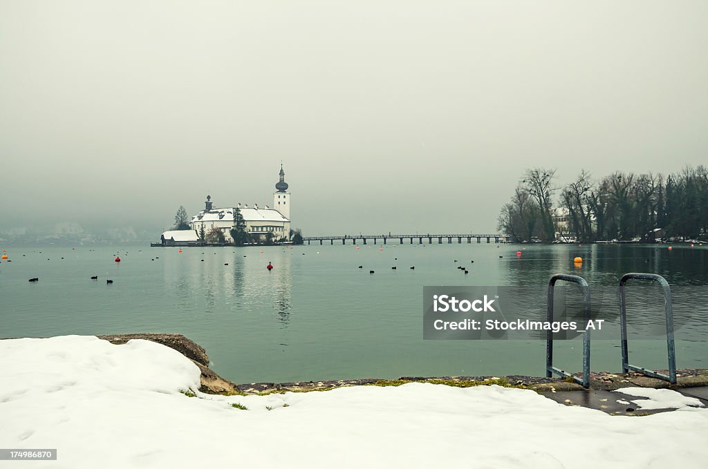 Paisagem de inverno tranquilo no Lago Traun - Foto de stock de Alta Áustria royalty-free