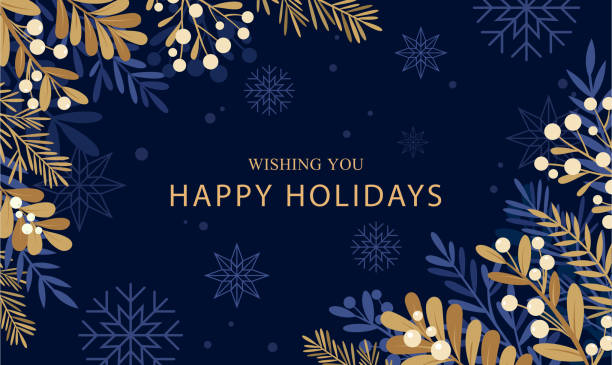 Merry Christmas Background Vector illustration of Merry Christmas, Banner - Sign, Holly, Message wallpaper decor stock illustrations