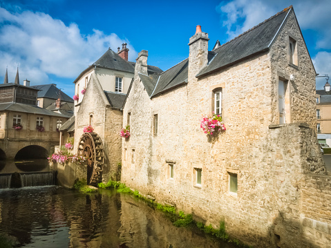 Traditional town in Normandy, France.