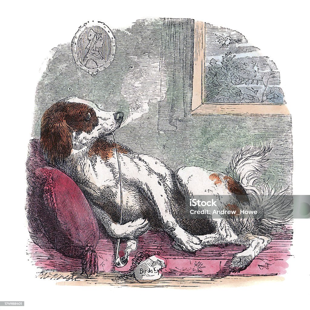 Rauchen Hund - Lizenzfrei 19. Jahrhundert Stock-Illustration