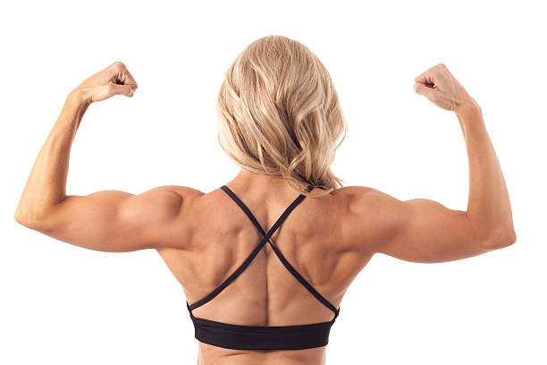 Fit Woman Flexing Back Muscles Stock Photo - Download Image Now - Body  Building, Cut Out, Women - iStock