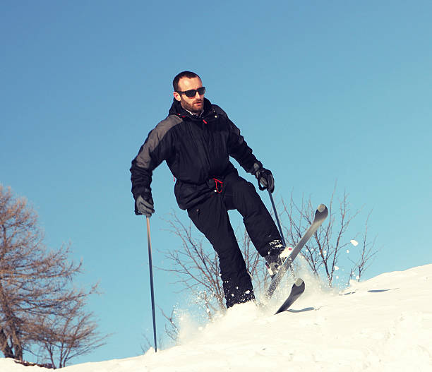 ダウンヒルスキー - powder snow skiing agility jumping ストックフォトと画像