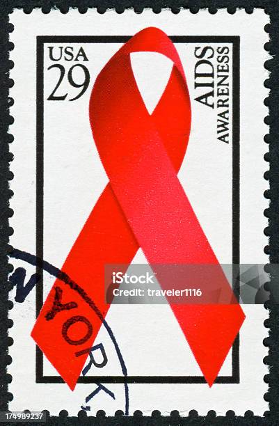 Aids Awareness Stamp Stockfoto und mehr Bilder von AIDS - AIDS, AIDS-Schleife, Alt