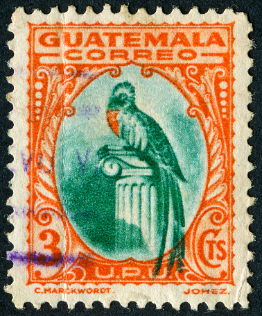 Cancelled Stamp From Guatemala Featuring The National Bird Of Guatemala The Quetzal