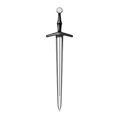 battle medieval sword cartoon. steel sharp, knife knight, old handle battle medieval sword sign. isolated symbol vector illustration