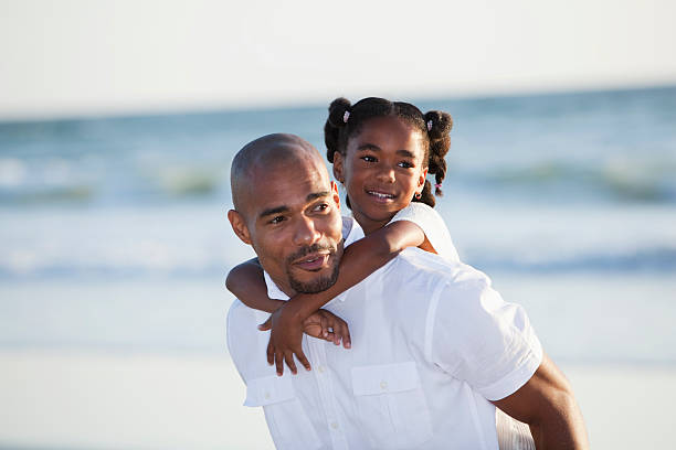 istock Father and daughter playing on beach 174989893