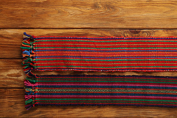 istock Traditional folklore textile texture on wood beckgronds 174990243