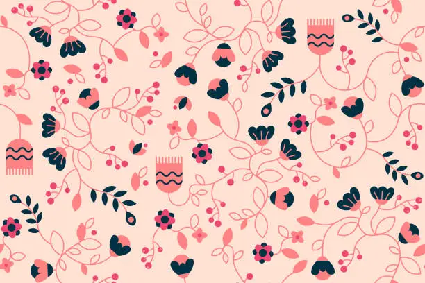 Vector illustration of Flowers background - Seamless pattern design
