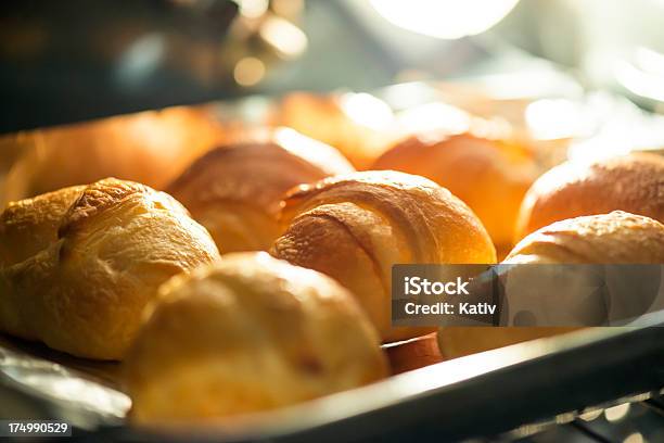 Croissants Baking In The Oven Stock Photo - Download Image Now - Croissant, Oven, Bread