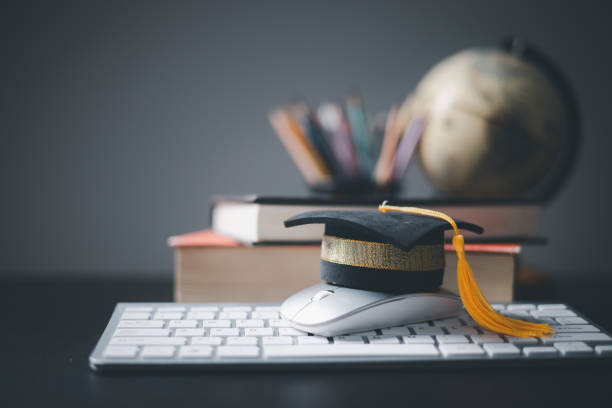 istock Graduation cap with Earth globe. Concept of global business study, abroad educational, Back to School. Education in Global world, Study abroad business in universities in worldwide. language study 1749909263