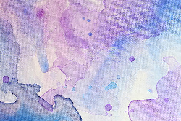 абстрактный фиолетовый и синей краски на холсте - fine art painting oil paint oil painting paintbrush стоковые фото и изображения