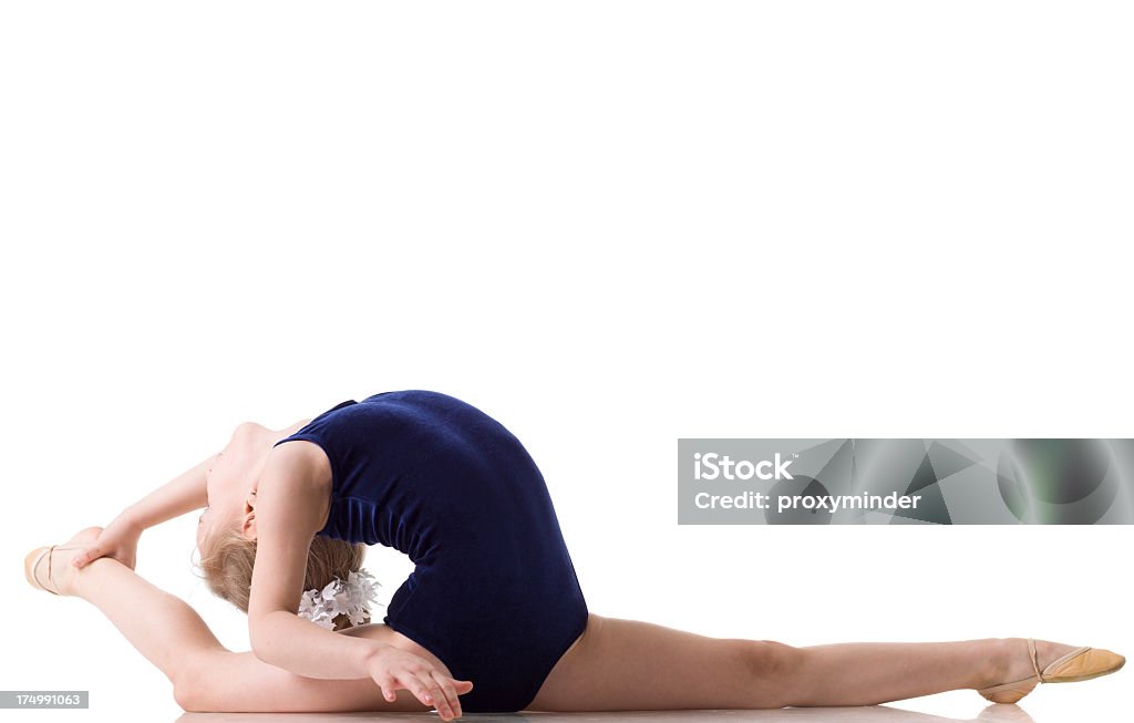 Gimnasta Chica Aislado en blanco - Foto de stock de 6-7 años libre de derechos