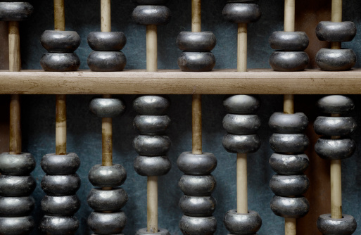Close up of an abacus or counting machine