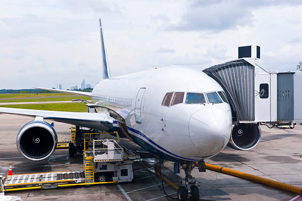 istock Airplane with connectec Gangway 174991304