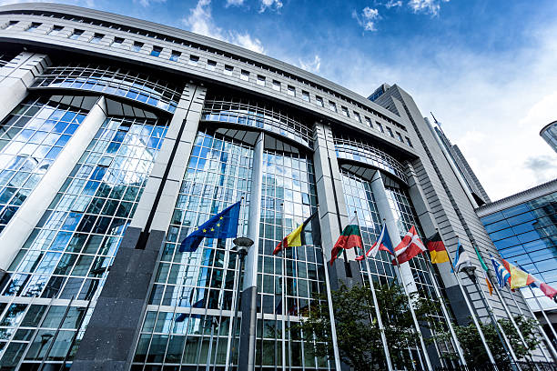 европейский парламент в брюсселе - flag european union flag european community european culture стоковые фото и изображения