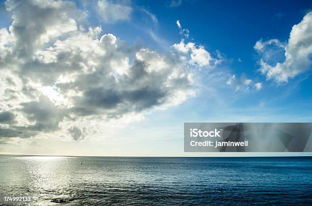 Espectacular Puesta De Sol En El Cielo Azul Y Nubes Al Mar Foto de stock y más banco de imágenes de Agua