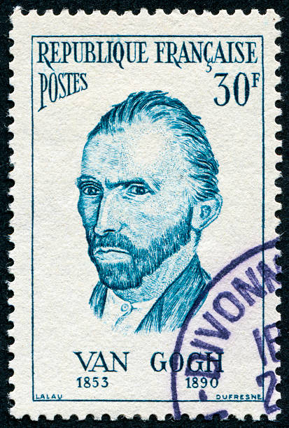 Vincent Van Gogh Stamp Cancelled Stamp From France Featuring The Artist Vincent Willem Van Gogh vincent van gogh painter stock pictures, royalty-free photos & images