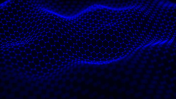 Futuristic hexagon background. Futuristic honeycomb concept. Wave of particles. 3D rendering. Data technology background Futuristic hexagon background. Futuristic honeycomb concept. Wave of particles. Data technology background. 3D rendering. Hexagon stock pictures, royalty-free photos & images