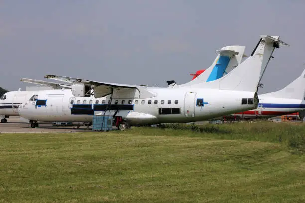 short-haul regional airliner at maintenance service