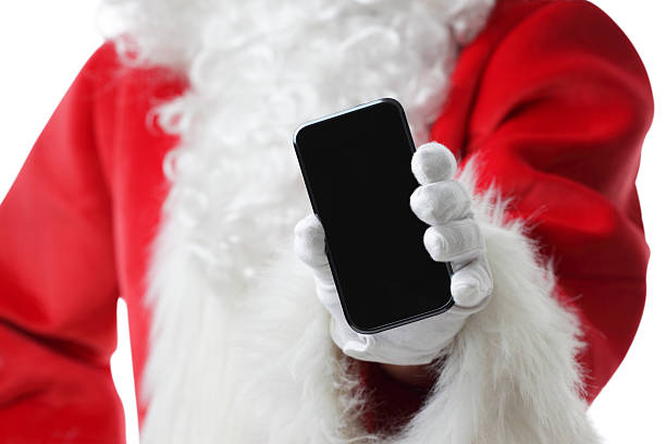 istock Santa holding a black smart phone 174993745