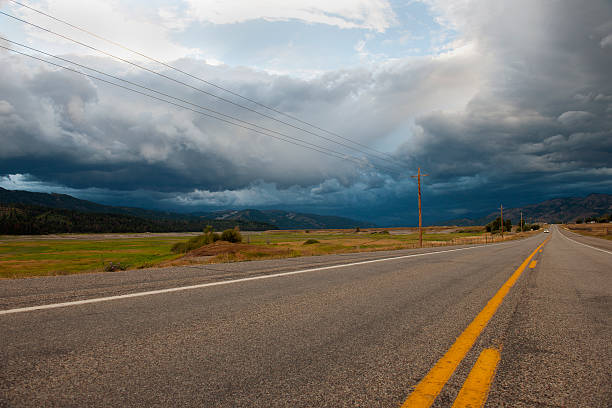 istock Road 89 N.Main Before Storm Wyoming USA 174993897
