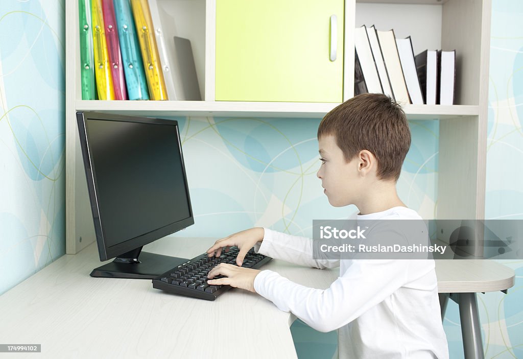 Computer Use For Boy Boy Using Computer Stock Photo - Download Image Now - Boys, Computer ...