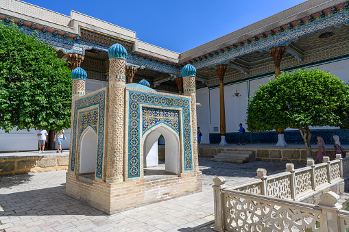 Samarkand, Uzbekistan - August 28, 2023: Small model of a mosque.