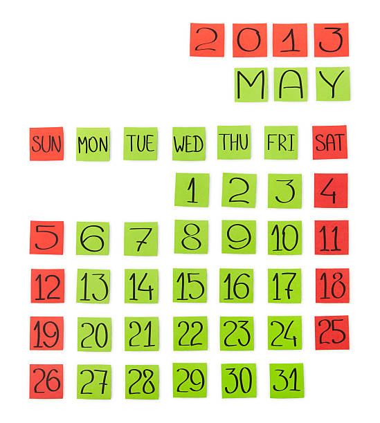 istock Calendar: May 2013. Pieces of colored paper. 174994711