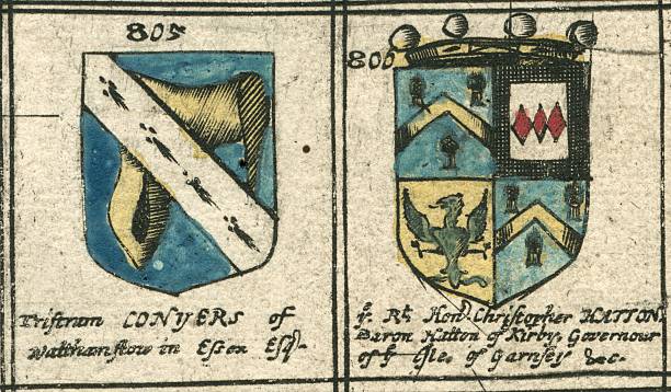 문장 17 세기 코니어스 및 hatton - armorial stock illustrations