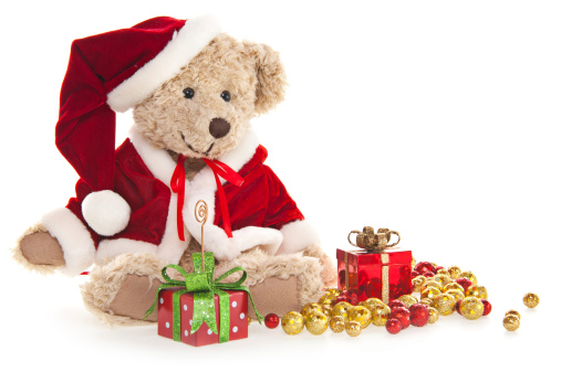 Cute Teddy Bear Santa Sitting