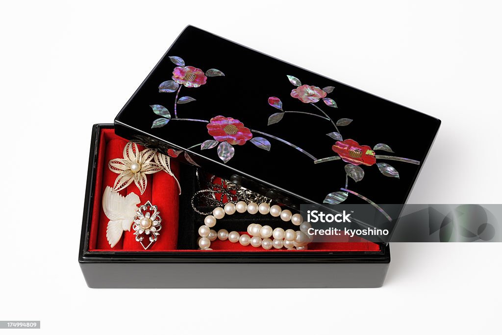 Japanische Tradition Schmuckschatulle mit Schmuck - Lizenzfrei Lackiert Stock-Foto