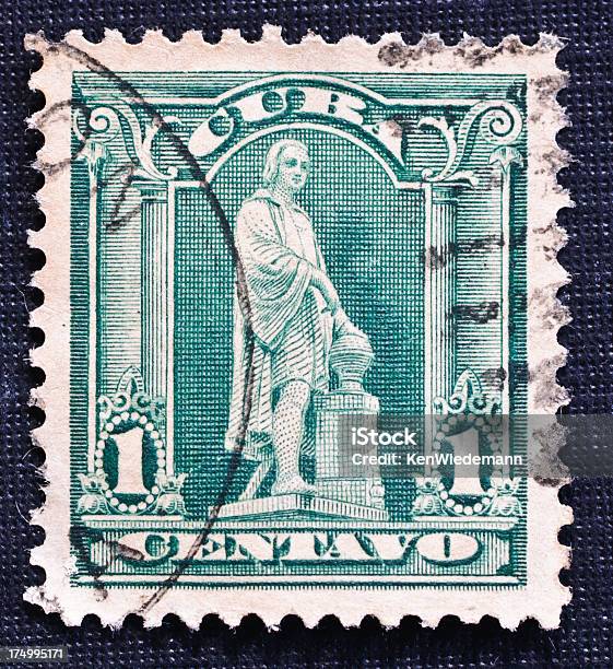 Cuban One Centavo Stamp Stock Photo - Download Image Now - 1899, Christopher Columbus - Explorer, Close-up
