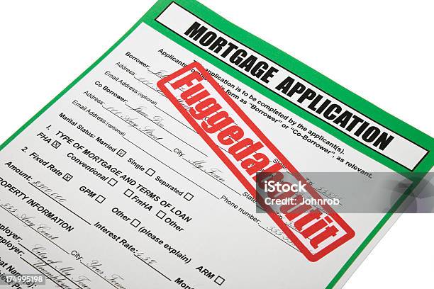 Rejected Mortgage Application With Italian American Slang Fuggedaboutit Stock Photo - Download Image Now