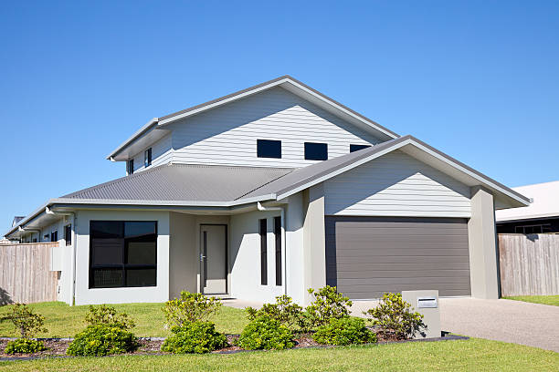 Modern Family Suburban Home with clear blue sky