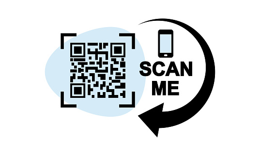 Scan QR code from smartphone. Scan me. Reader barcode from phone.