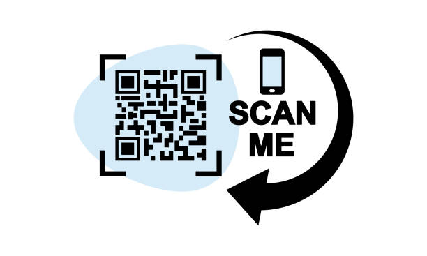 Scan QR code from smartphone. Scan me. Scan QR code from smartphone. Scan me. Reader barcode from phone. bar code reader stock illustrations