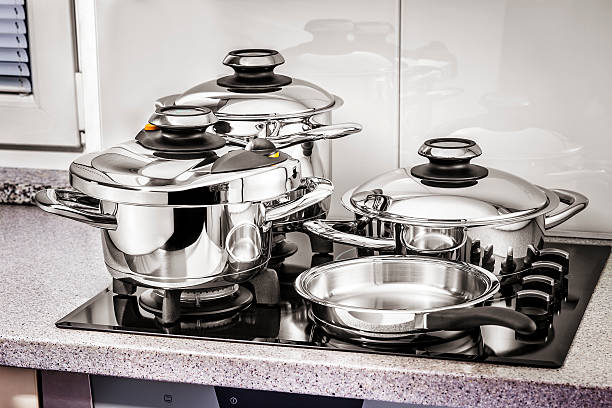 istock Modern stainless steel pans 174997656