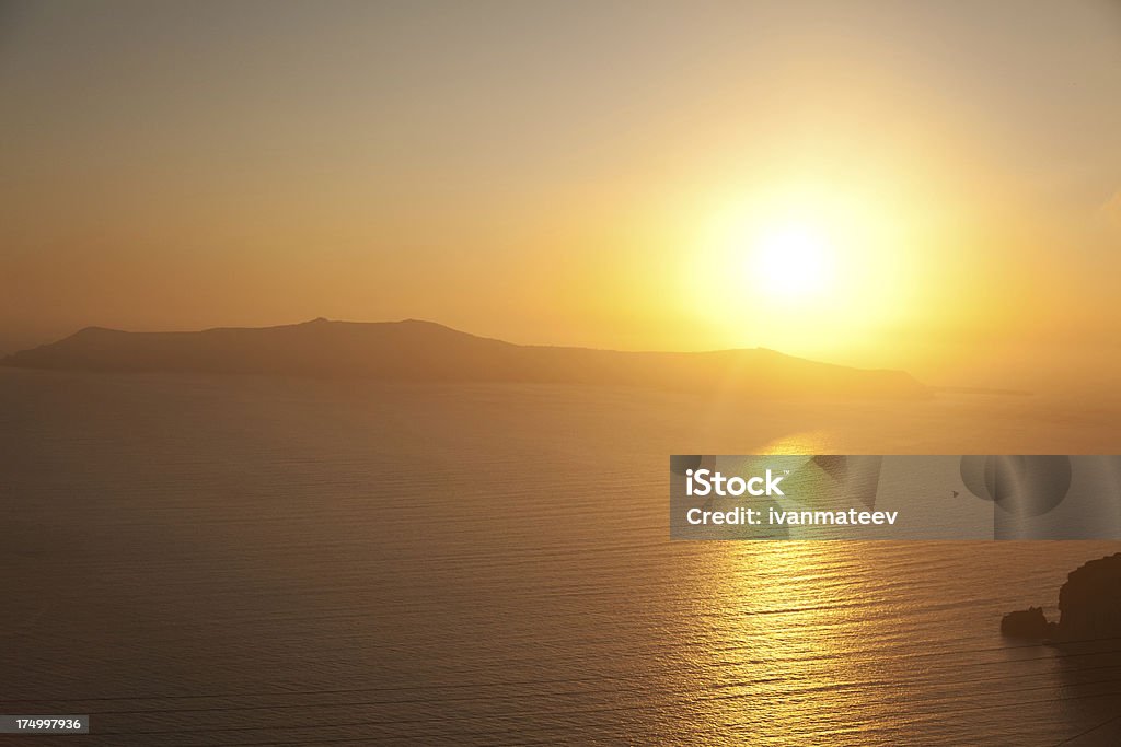Sunset in Oia, Santorini Sunset, Santorini, Greece Aegean Sea Stock Photo